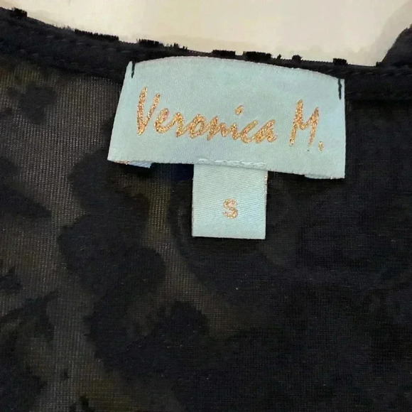 Veronica M baroque velvet black Vneck witchy whimsigoth 3/4 sleeves top blouse S - Picture 7 of 12